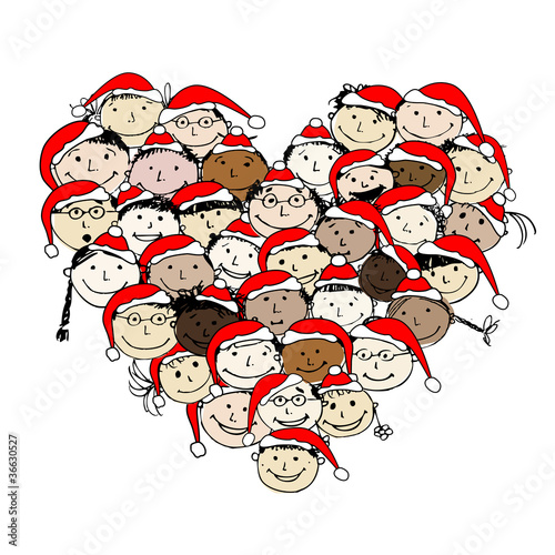 Merry christmas! Happy peoples for your design