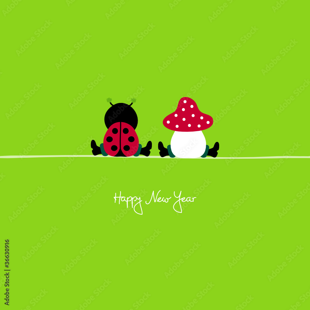 Sitting Ladybug & Fly Agaric Sitting Ladybug & Fly Agaric