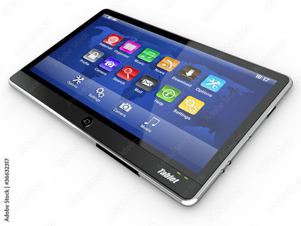 Tablet pc on white background. 3d