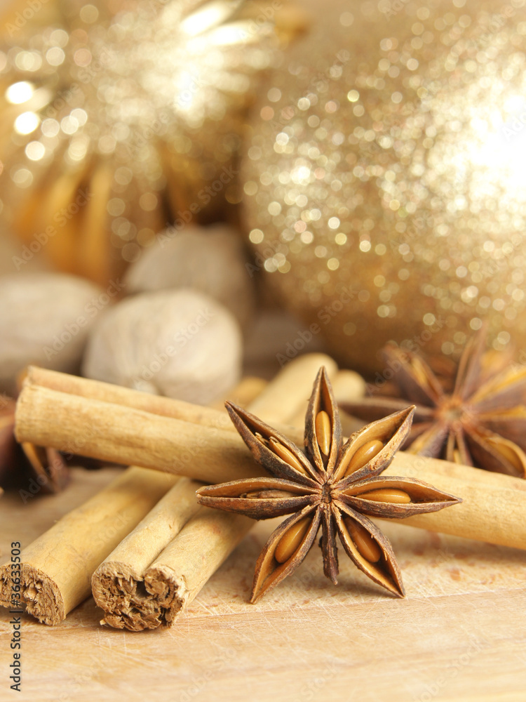 Christmas spices and baubles Christmas spices and baubles