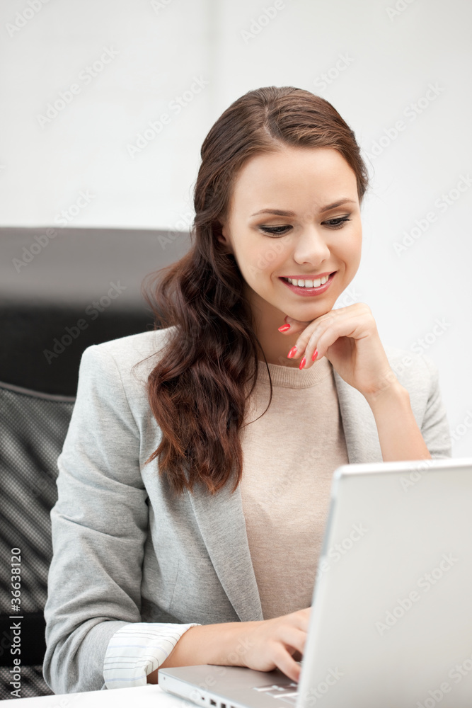 happy woman with laptop computer happy woman with laptop computer