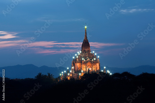 Ancient Gawdawpalin Pahto pagoda at twilight in Bagan, Myanmar