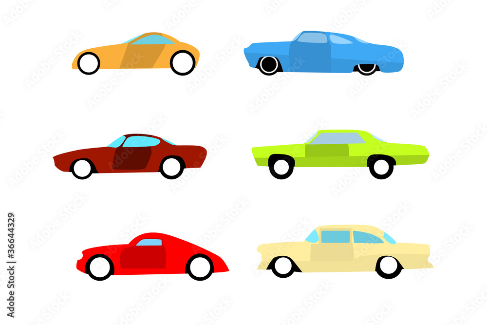 Hot rod color cars icons