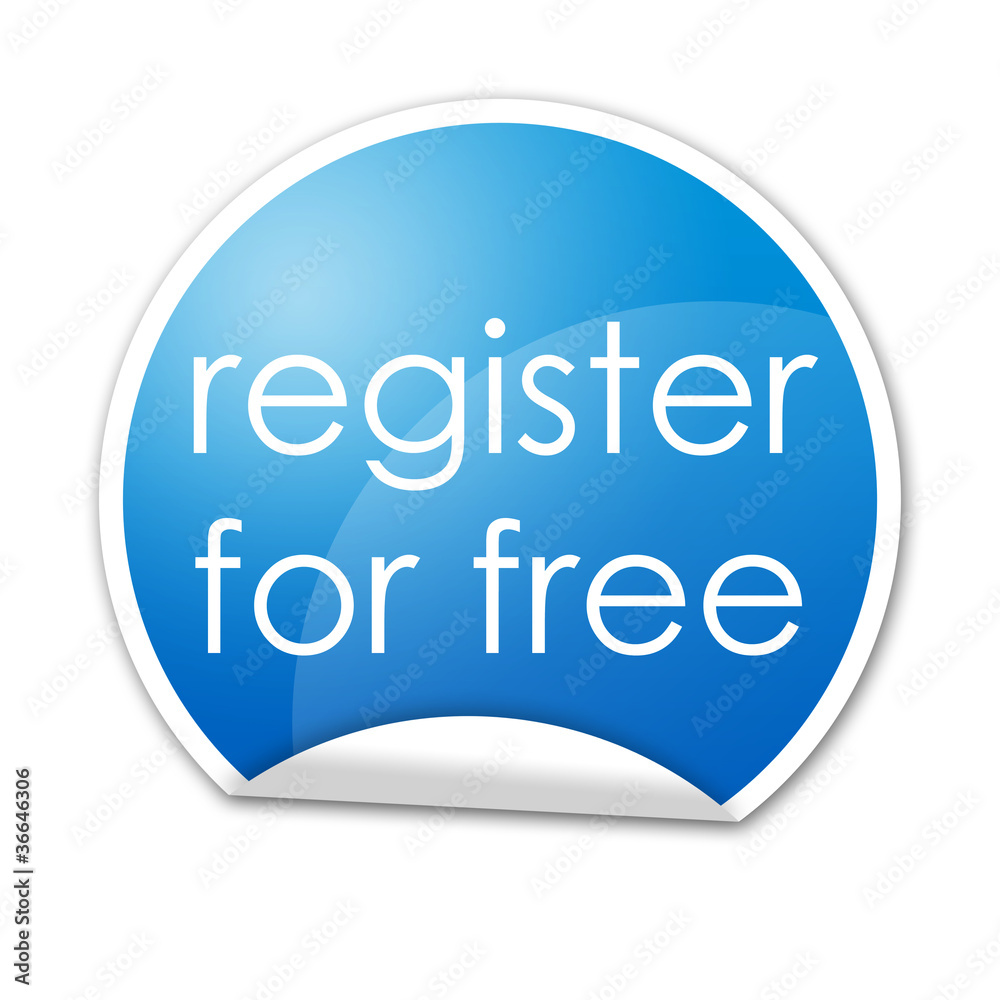 Pegatina register for free con reborde Pegatina register for free con reborde