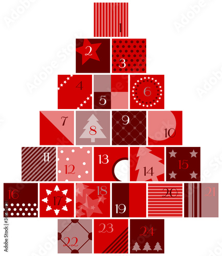 Advent Calendar Tree Red/White