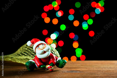 Santa Claus, lights and bokeh