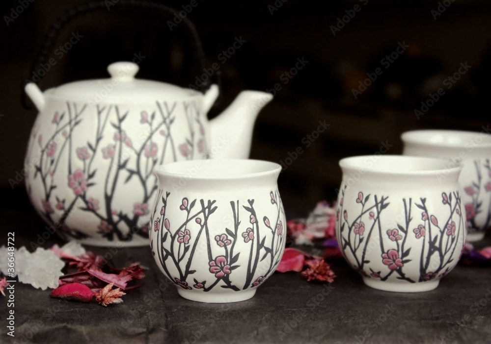 Cups of tea with teapot Cups of tea with teapot