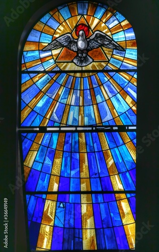 Holy Spirit in a stained glass view