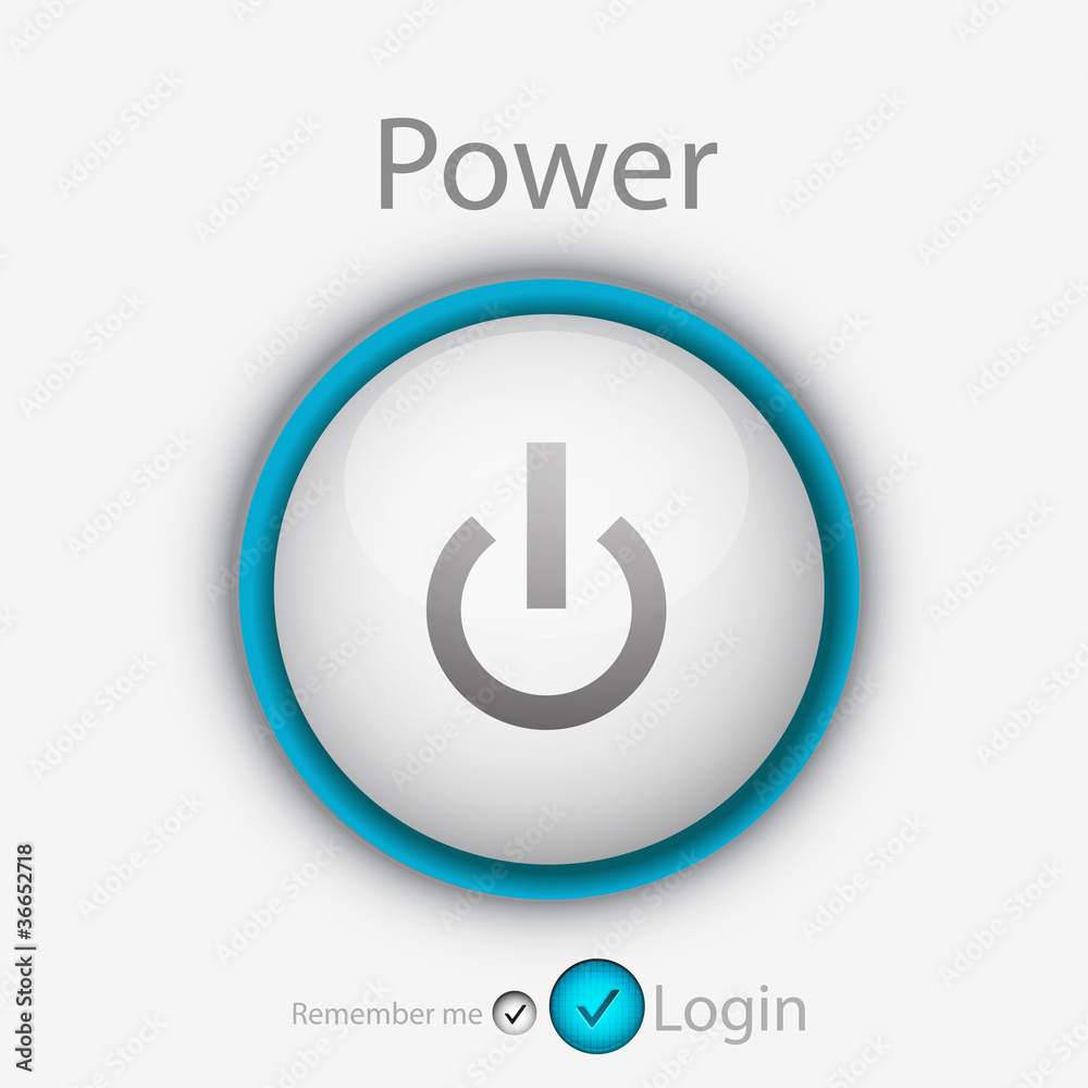 Vector login page with power button Vector login page with power button