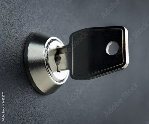 Key in the deposit box keyhole