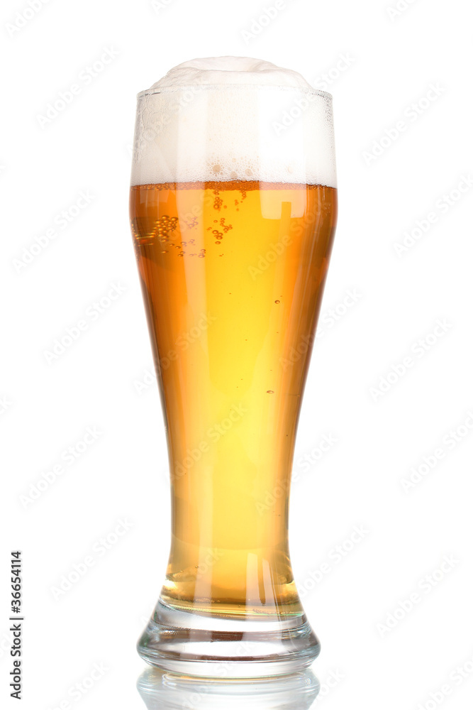 Glass of beer with isolated on white Glass of beer with isolated on white