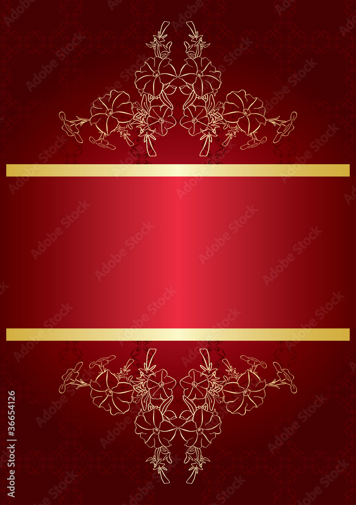 elegant red card with golden decor - vector elegant red card with golden decor - vector