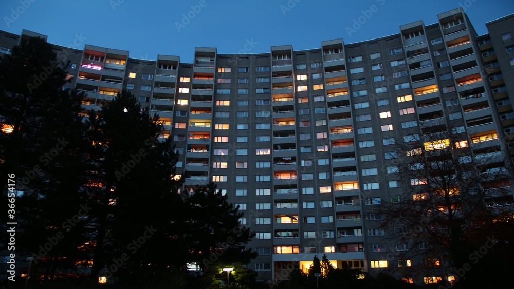 Berlin - Tower Blocks in Berlin - Lights Switching