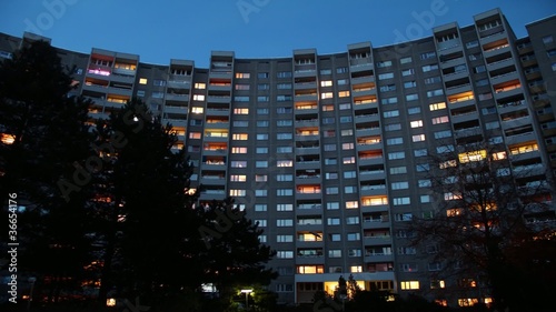Berlin - Tower Blocks in Berlin - Lights Switching