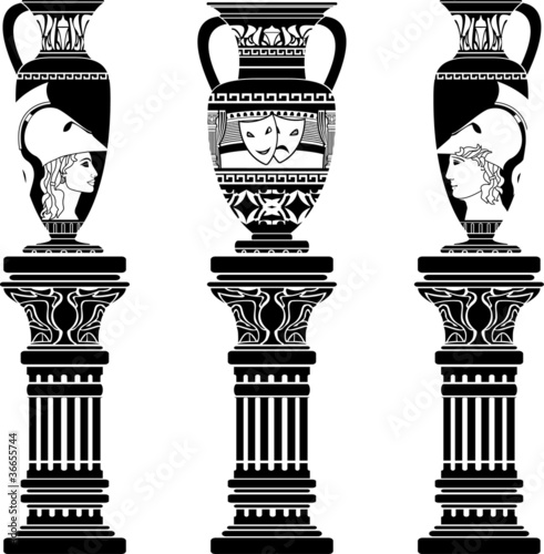 hellenic jugs with columns. second variant. stencil