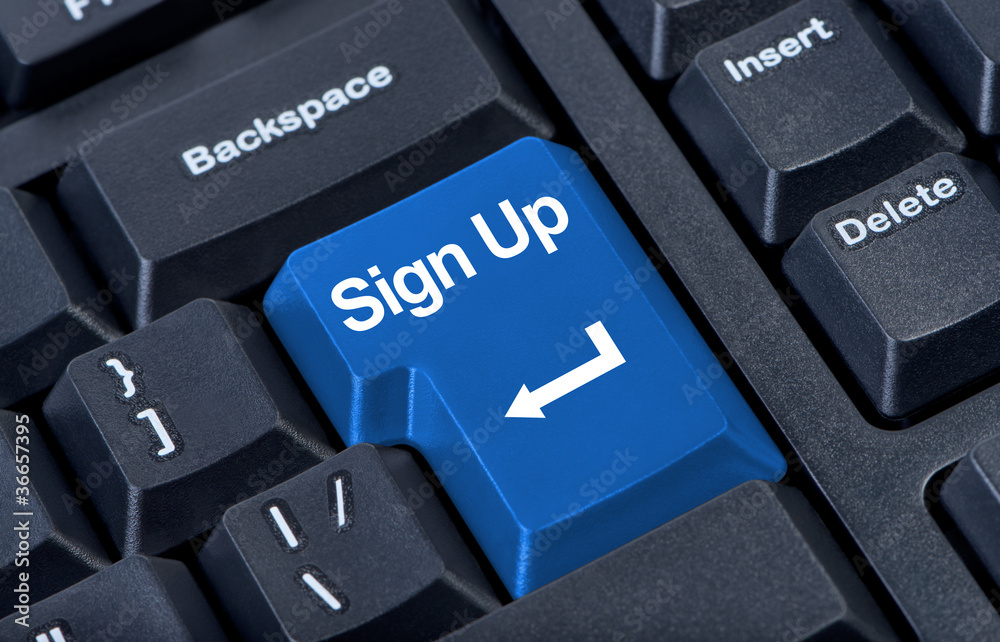 Button keypad sign up with arrow. Button keypad sign up with arrow.