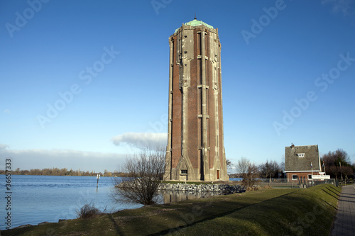 Exterior of the art deco water tower (Watertoren),  Westeinder Plassen in Aalsmeer, Noord-Holland, The Netherlands, Europe photo