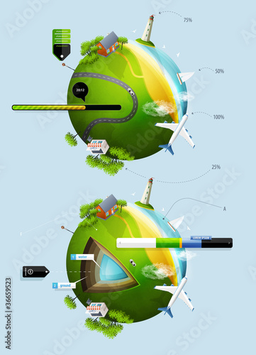 elements of infographics with the ball planet earth