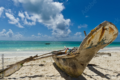 Traditional dhow beached