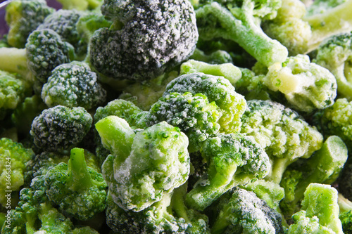 Frozen broccoli background from the fridge