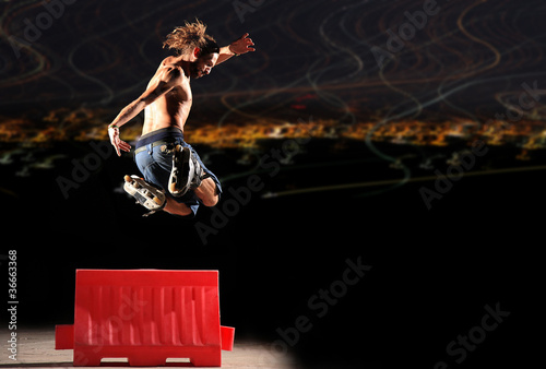 Inline rider jumps photo