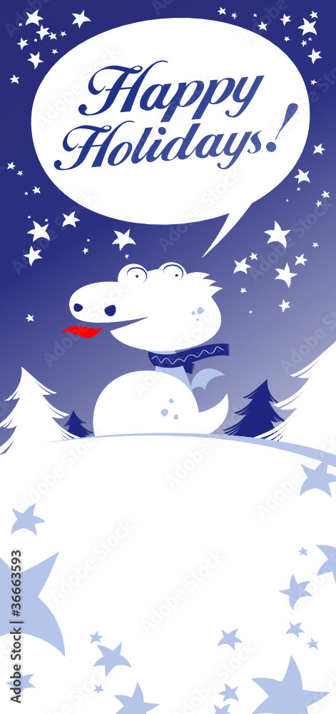Happy Holidays card with Dragon. Happy Holidays card with Dragon.