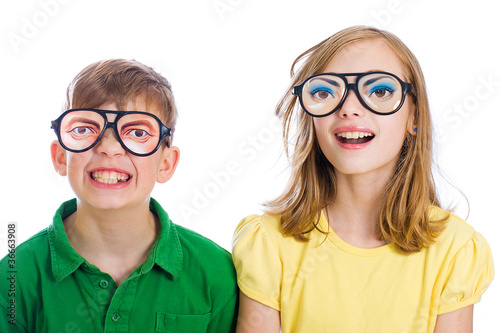 kids with funny glasses on