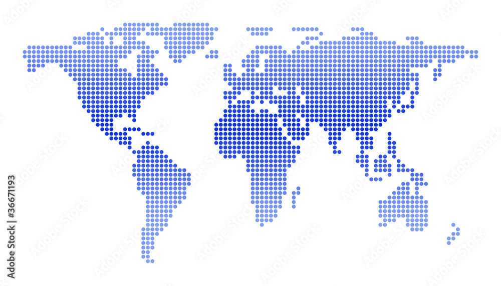 World map of circles isolated