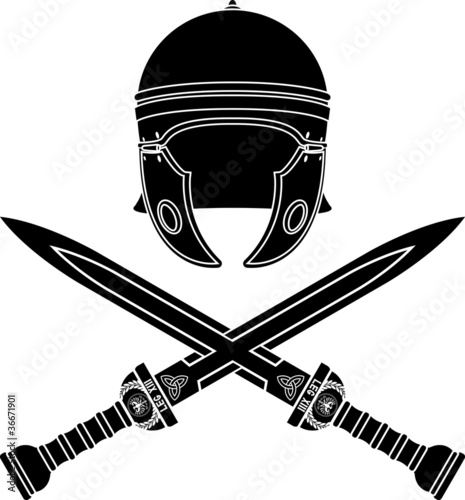 roman helmet and swords. second variant. stencil