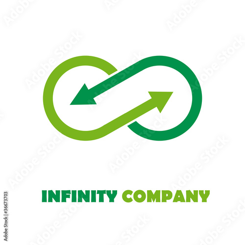 Logo infinite with arrows. Green recycling # Vector