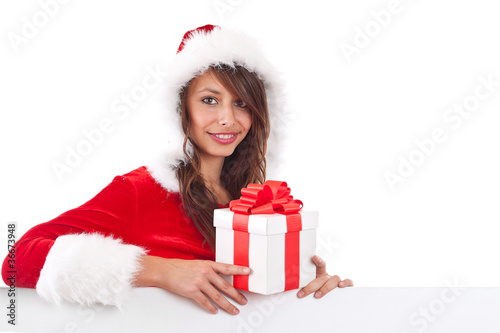 Woman in santa hat