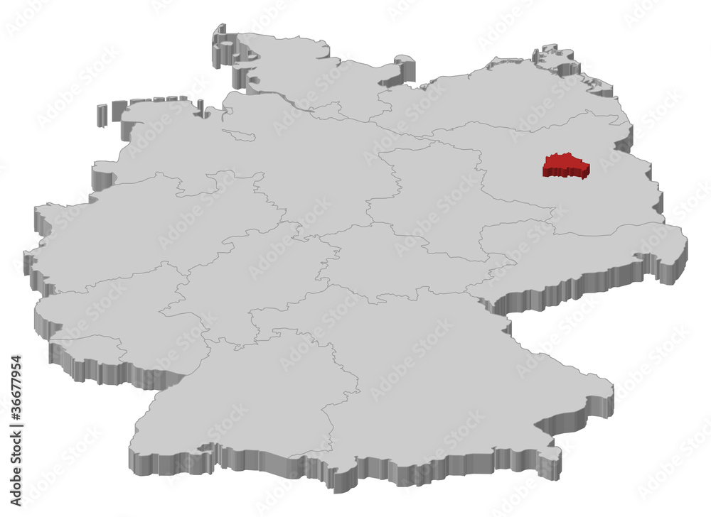 Fototapeta premium Map of Germany, Berlin highlighted