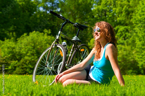 woman and bike