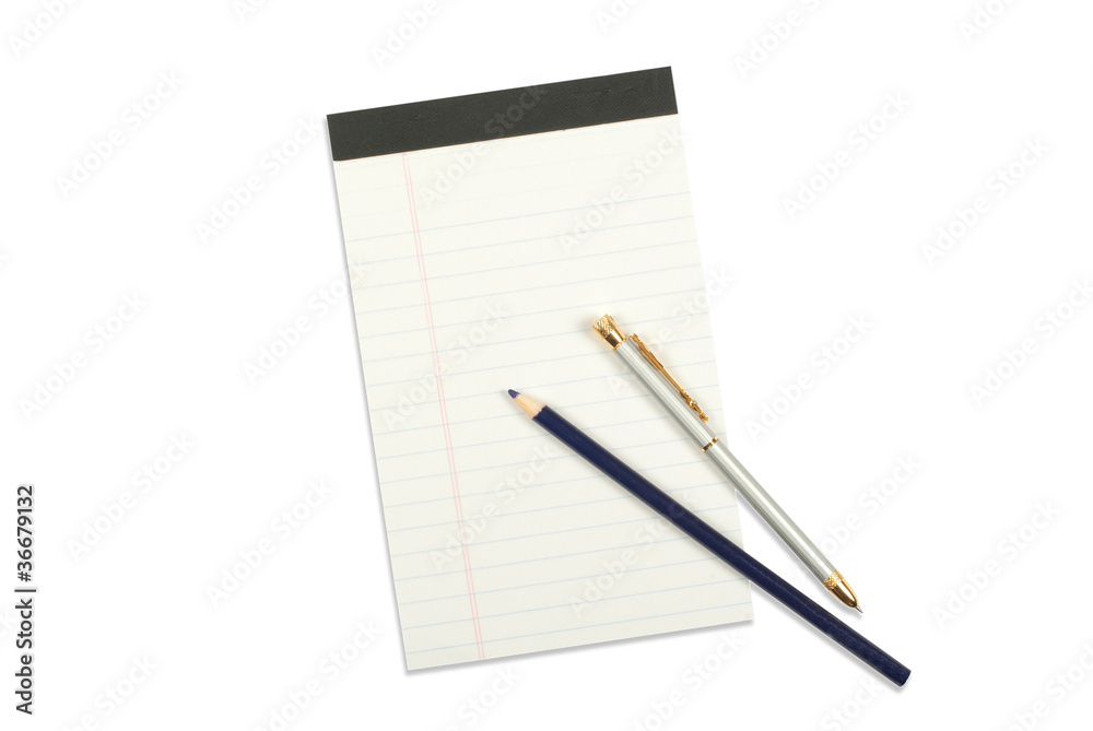 Notepad with pencil and pen Notepad with pencil and pen