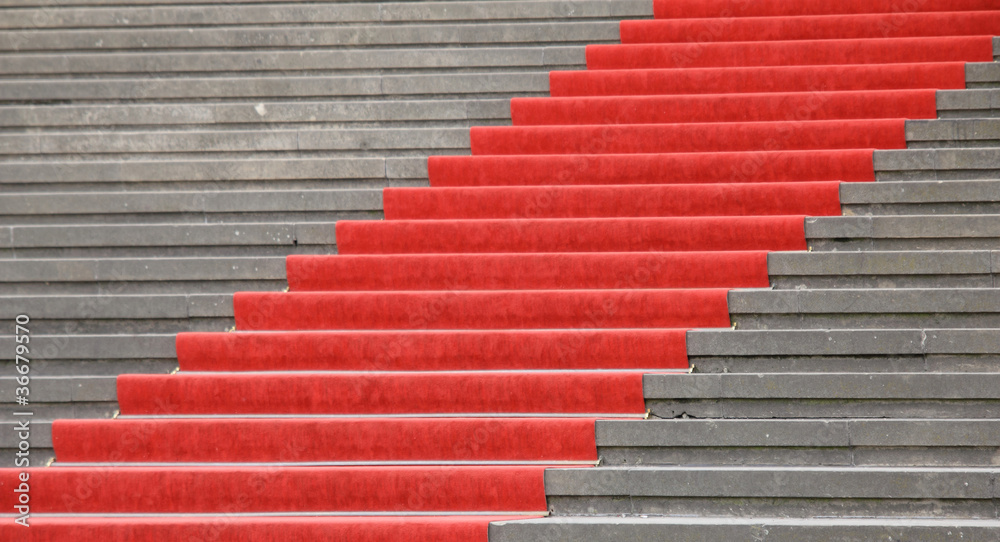 Red carpet on stairs Red carpet on stairs