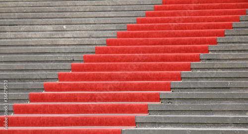 Red carpet on stairs