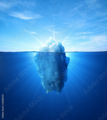 Iceberg under water and above water