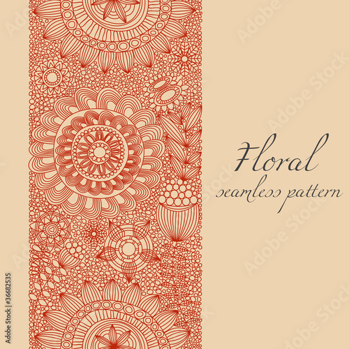 Folk floral seamless pattern