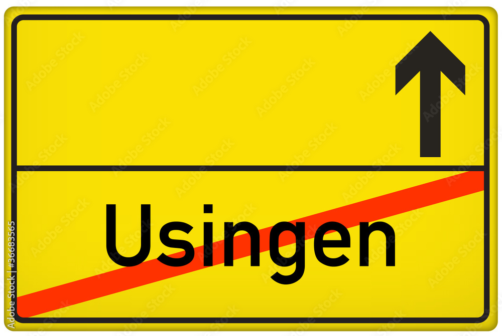 Obraz premium Ortsausgangsschild Usingen