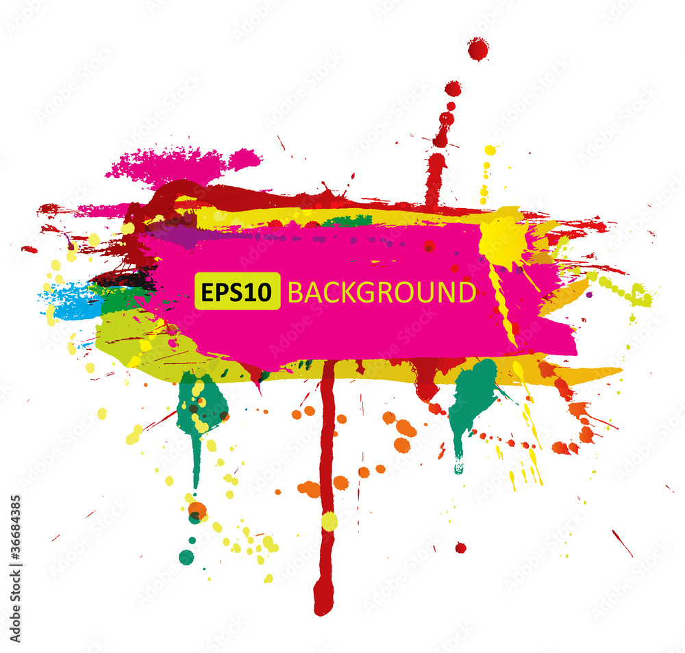 Colorful grunge banner with ink splashes