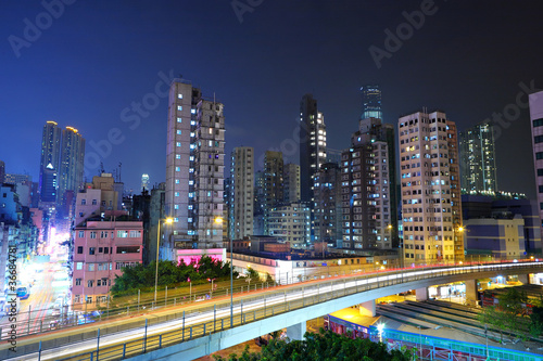 megacity traffic and highway at night