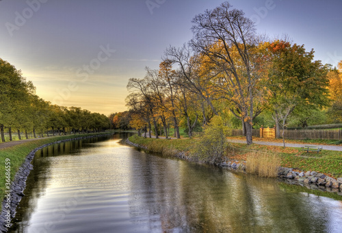 Idyllic treelined canal in ...