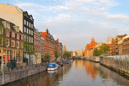 Amsterdam. Golden sunset on Singel © TanyaSv