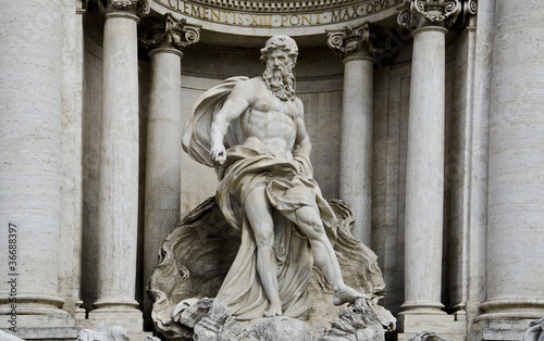 Neptune Statue at Trevi Fountain in Rome