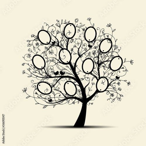 Family tree design, insert your photos into frames