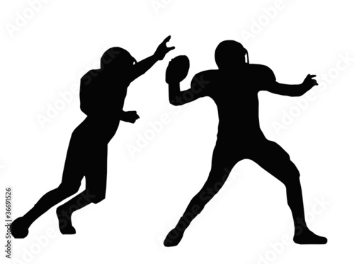 Silhouette American Football Quarterback and Defender