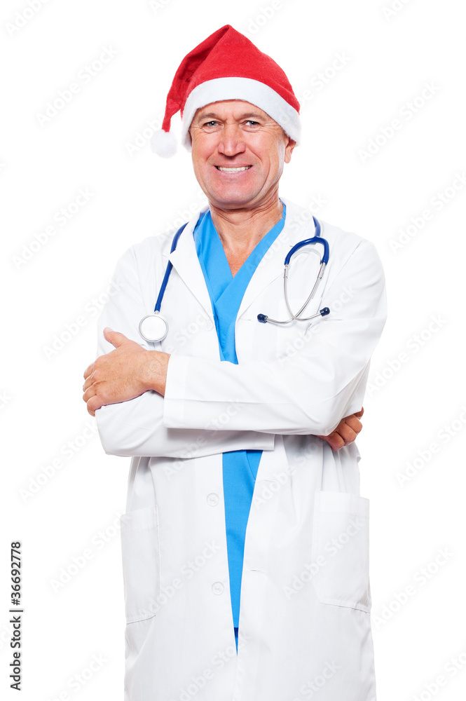 doctor in red santa hat doctor in red santa hat