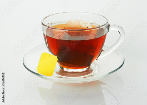 Cup with tea and teabag