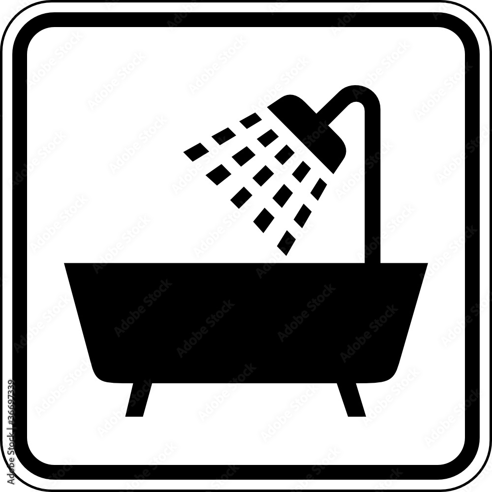 Dusche Badezimmer Badewanne Schild Zeichen Symbol Stock Vector | Adobe Stock