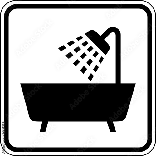 Dusche Badezimmer Badewanne Schild Zeichen Symbol